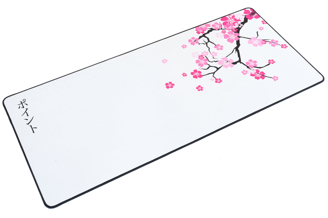 Sakura White Hybrid Gaming Mouse Pad - Pink Cherry Blossom Desk