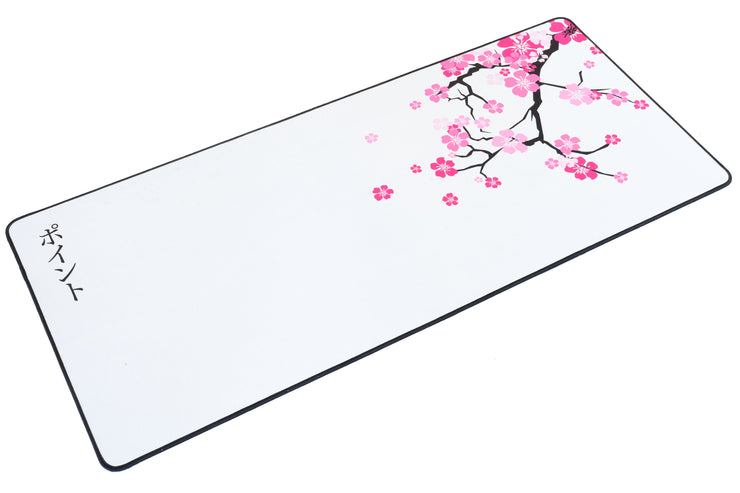 Sakura White Hybrid Gaming Mouse Pad - Pink Cherry Blossom Desk Mat –